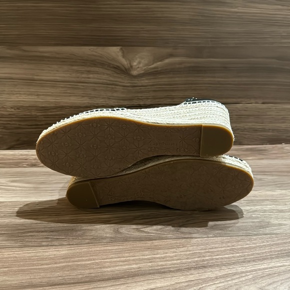 Kate Spade Black Palma Espadrilles Ankle Strap Gold Tone Accent Wedge 8 NWOB - Picture 14 of 17